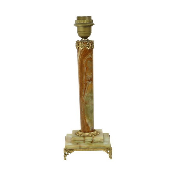 Image 1 of Classic Onyx and Brass Table Lamp