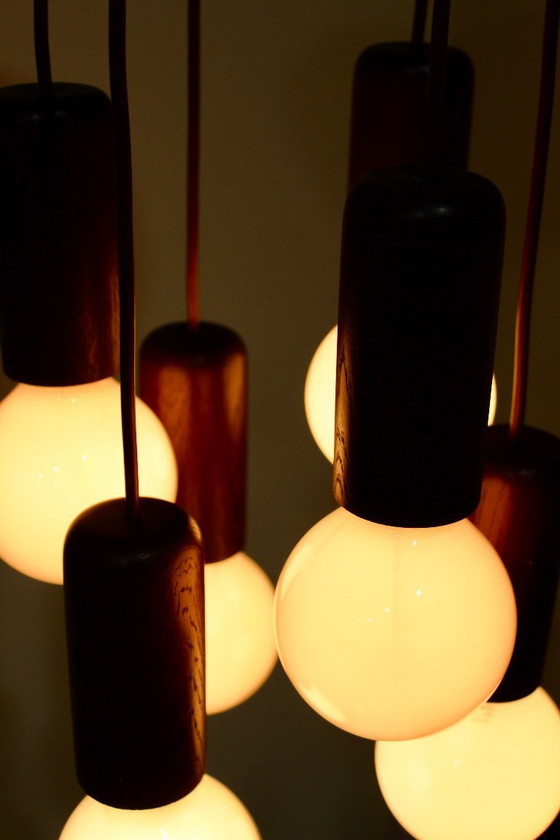 Image 1 of Lampada a cascata in legno dal design vintage