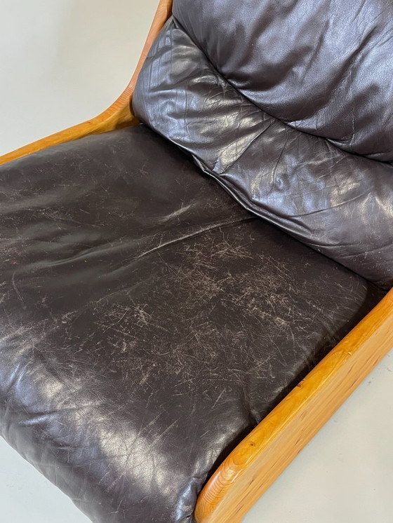 Image 1 of Brutalistischer Ledersessel, 1960er–1970er Jahre