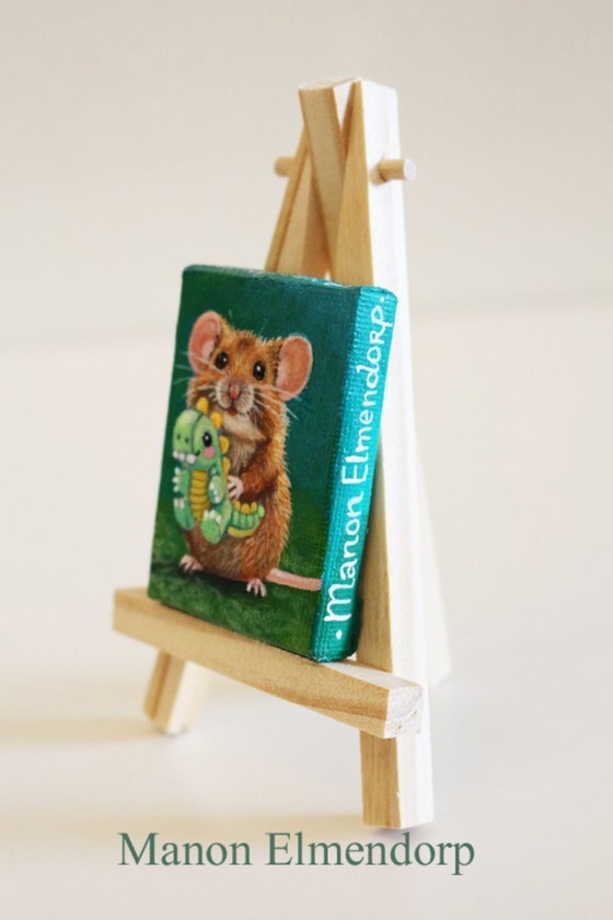 Image 1 of Unique Hand-Painted Little Mouse & Dino Plush Toy