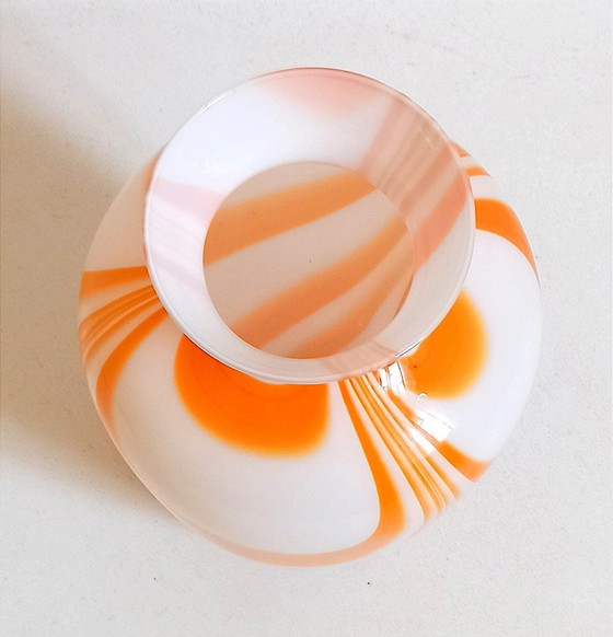 Image 1 of Murano Orange Vase By Carlo Moretti 70's Height 36 cm