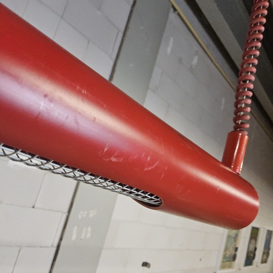 Image 1 of Vintage in hoogte verstelbare rode fluorescent buis lamp (Massive) (retro TL verlichting)