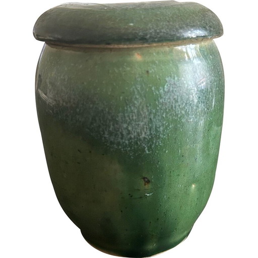 Olla de cerámica vintage con tapa, 1960-1970