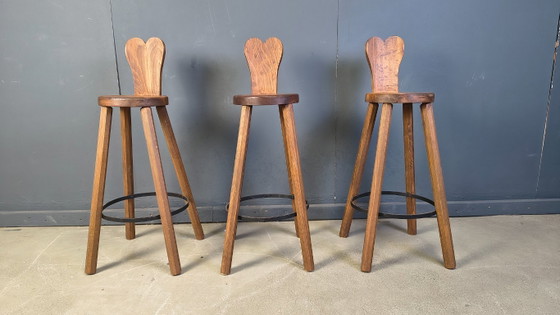 Image 1 of Vintage brutalist bar stools, 1960s- set of 3