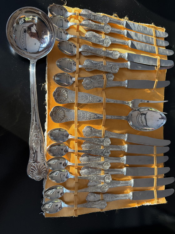 Image 1 of Vintage Verzilverde 61-Delige Bestekset Haags Lofje