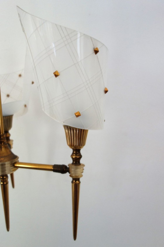 Image 1 of Lampadario vintage rockabilly a 3 luci degli anni '50.