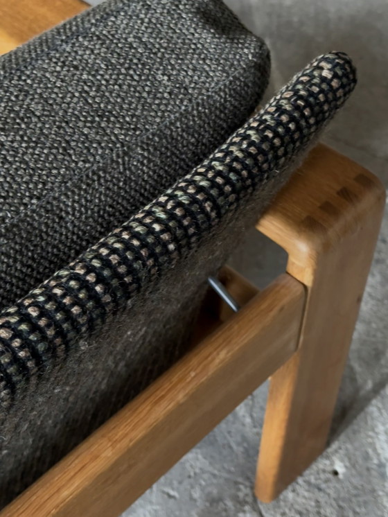 Image 1 of DIVANO 2 POSTI CARL STRAUB IN LEGNO DI FRASSINO E TESSUTO BOUCLÉ, ANNI '70