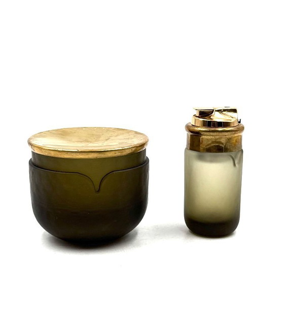 Image 1 of Yellow Murano glass smoking set, VeArt, Italy 1970