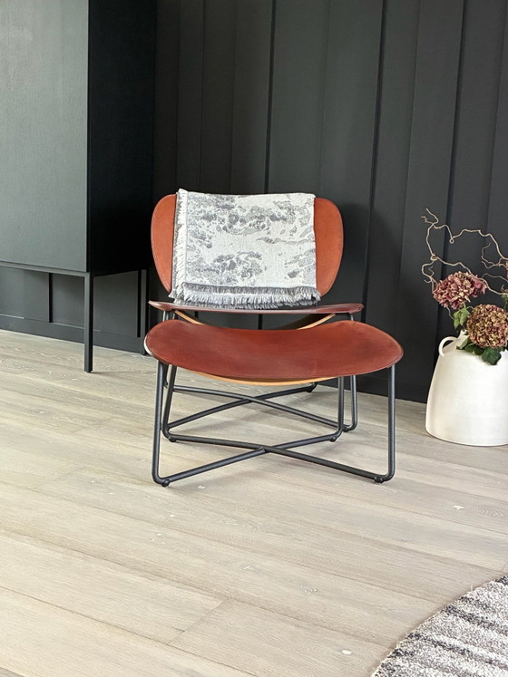 Poltrona Lounge Miller Functionals + Poggiapiedi - Pelle Cognac - Design, Poltrone, Metallo, Nero (foto 3 di 5)