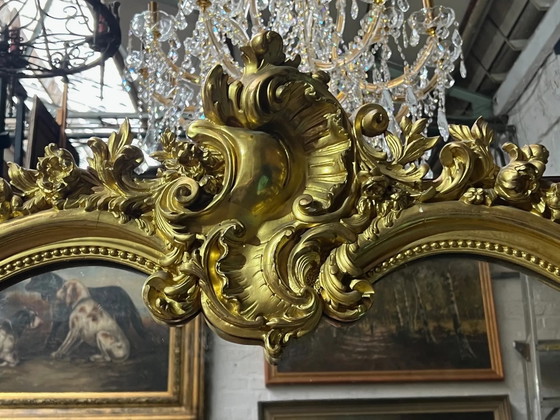 Miroir hauteur 214 cm, cheminée style Louis XV., Bois (photo 4 sur 17)
