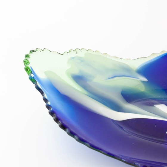 Vintage Leaf Design Glass Tray from Marinha Grande, 1960s, Bowls, Green (photo 5 of 12)