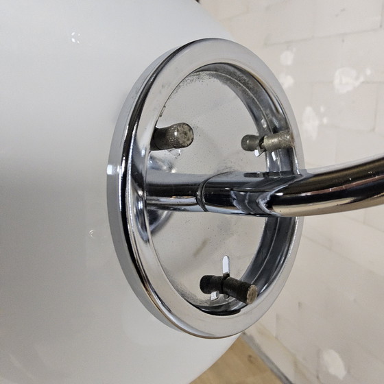 Image 1 of Vintage Space Age Chroom en Murano Glas Italiaanse design Hanglamp (bol glazen) glass pendant lamp