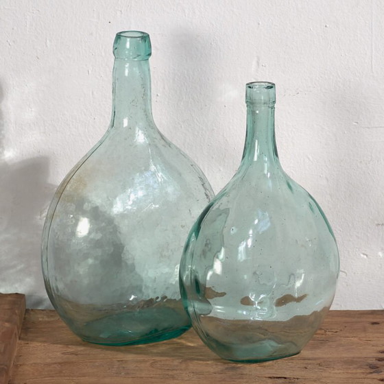 Antique blue demijohns (c.1920). Set of 2 pieces #47 – Decorative Objects, Glass (photo 14 of 18)