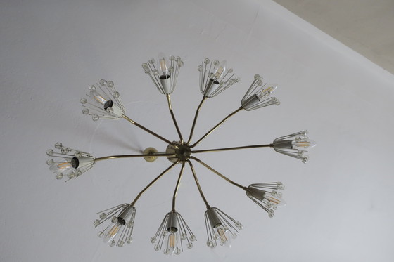 Image 1 of Elliptical Brass and Glass Chandelier by Emil Stejnar for Rupert Nikoll, 1950s