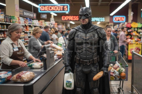 Image 1 of Printed and Framed Photo / Limited Edition and Signed / Batman at the Supermarket / Batman / Decorative Frame