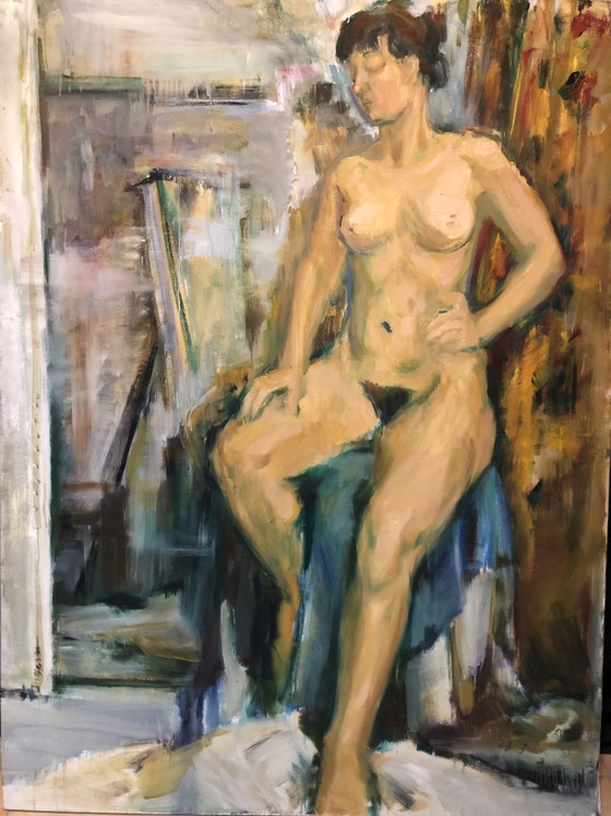Image 1 of Kazuko Toyokawa (1919–1997) – Desnudo femenino de gran tamaño – Óleo sobre lienzo