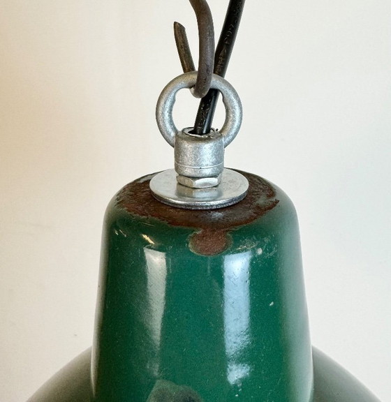 Image 1 of Lampada a sospensione in smalto verde industriale, anni '60