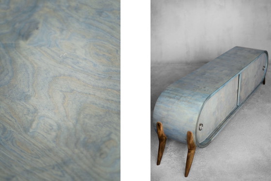 Image 1 of Vintage Mid Century Italiaans Modern Turquoise Streamline Dressoir in Berk, 1960