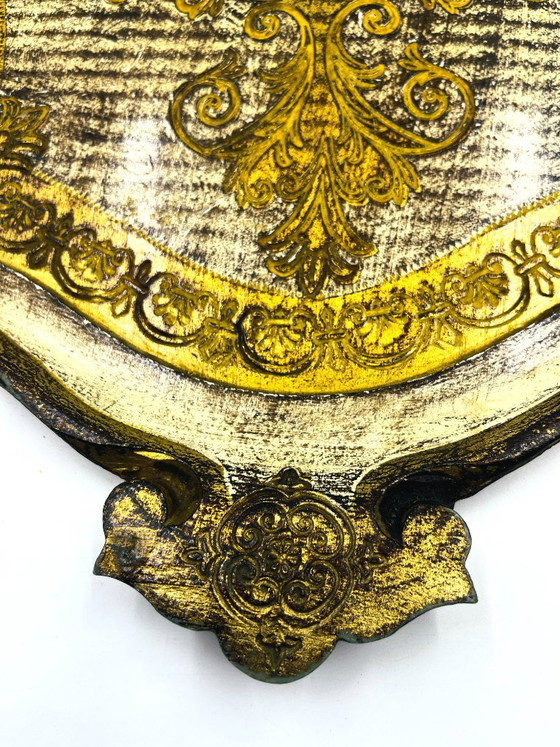 Grande vassoio fiorentino barocco in legno dorato, Accessori da tavola, Klassiek (foto 9 di 15)