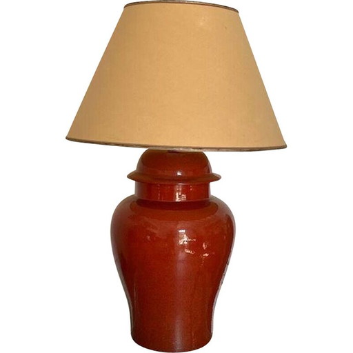 Vintage rode keramische tafellamp