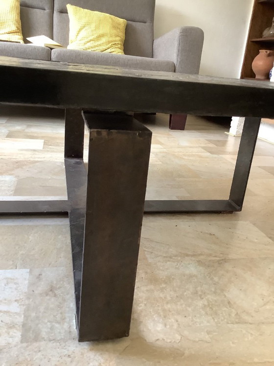 Image 1 of Brutalist style coffee table, Paul Kingsma, slate and steel