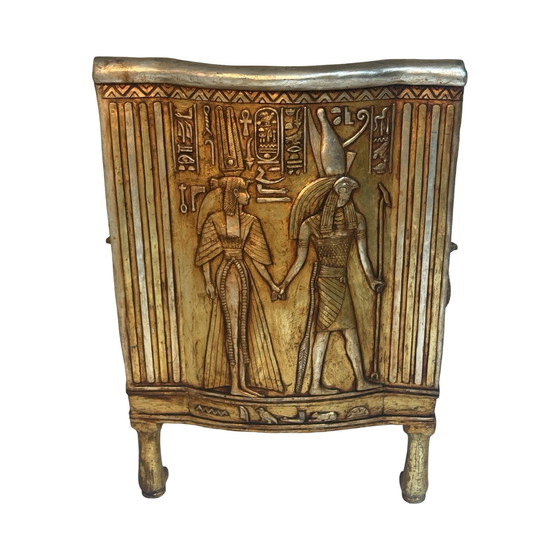 Image 1 of Handmade - Egyptian Pharaoh chair - Replica of King Tut’s Throne - FULL SIZE, Actual chair - Toscana Design - Gold leaf