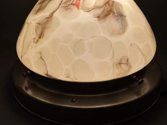 Image 1 of Vintage gemarmerde plafondlamp - elegantie in glas en metaal