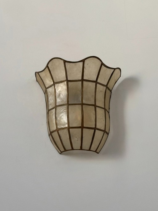 Vintage wandlamp, parelmoer en messing, Frankrijk, 1970 – wandlampen, Brass