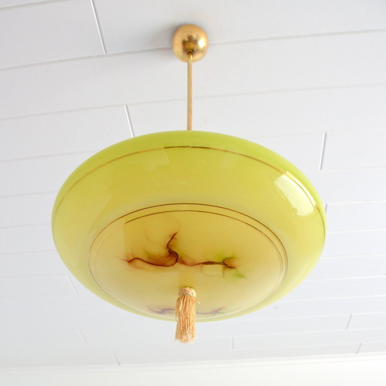 Image 1 of Hanglamp Opaline Geel Art Deco 1930