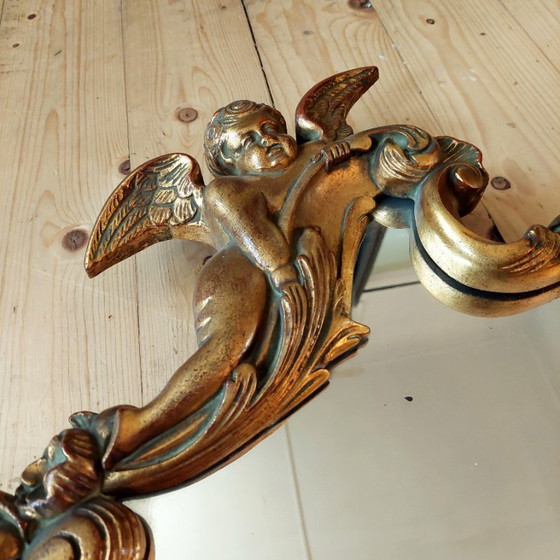 Image 1 of Barokke brocante gouden spiegel met engel 