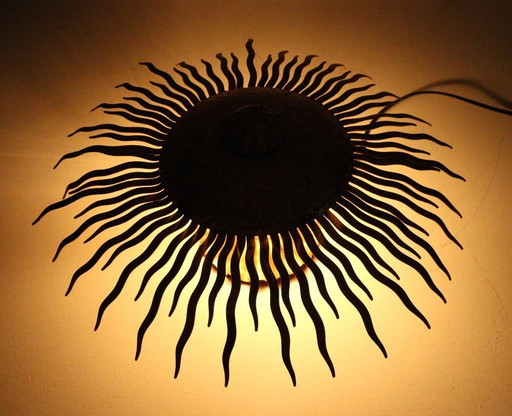 Mid - Century Sunburst wall lamp/ceiling light, France, 1970s