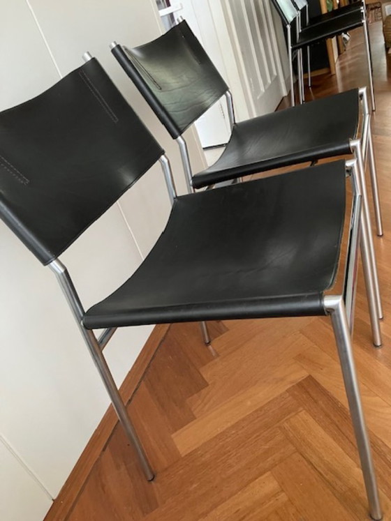 4 X Mart Visser SE06 Eetkamer Stoelen Van Zwart Tuigleer – Martin Visser, Chaises de salle à manger, Leather (photo 2 of 13)