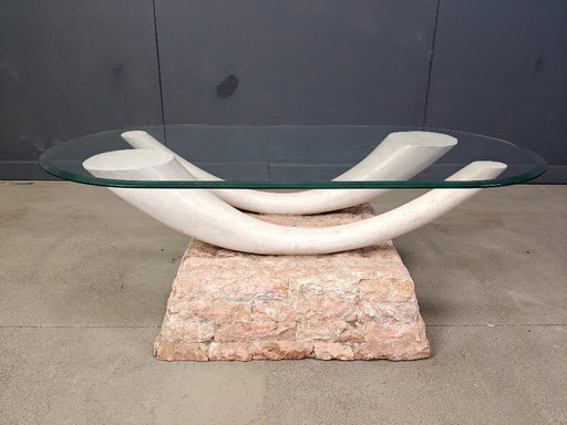 Vintage fauxc tusk coffee table, 1980s