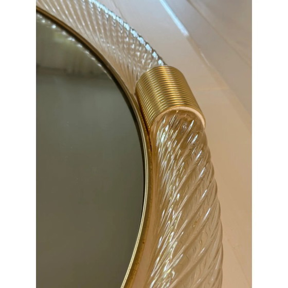 Image 1 of Elegante specchio rotondo in oro stile Murano, modello Barovier.