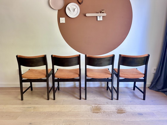Image 1 of Vintage Wengé Hout Deens Design Eetkamerstoelen 4 Stuks