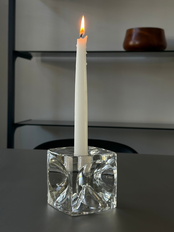 Grand bougeoir vintage en verre – Design “cube de glace” Sklo – Bougeoirs et chandeliers, Glass (photo 2 of 4)