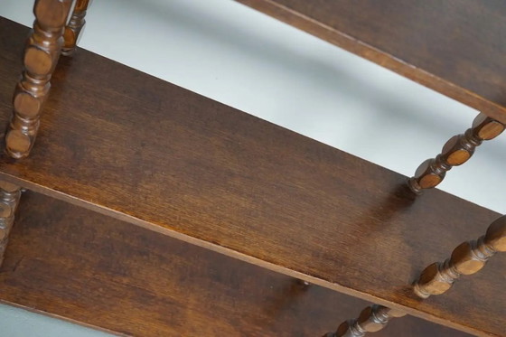 Image 1 of Bibliothèque/étagère murale à bobines en chêne français style années 50