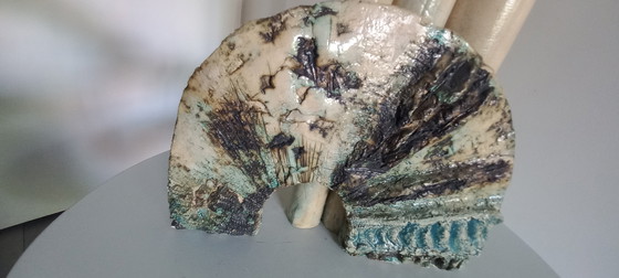 Image 1 of Vintage brutalist keramiek kunstwerk sculptuur