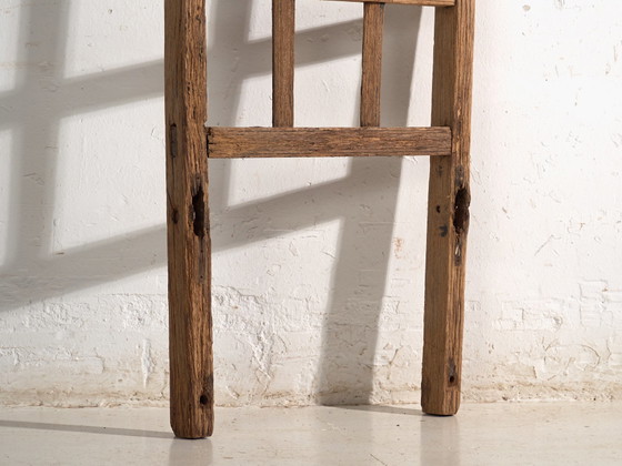 Antike Kiefernholzleiter, Mitteleuropa, circa 1880, Dekorative Objekte, Eisen, Rustic (Foto 4 von 8)