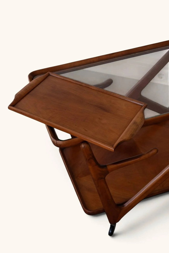 Desserte de Cesare Lacca pour Cassina, années 1950. – Bois, Verre, Vintage (photo 14 of 15)