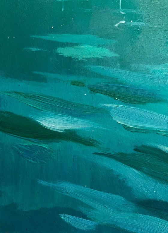 Image 1 of Original Oil Painting Rock Landscape The sea washes the mountains