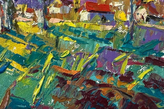 Image 1 of Original Oil Painting Summer Village Landscape Country Nights