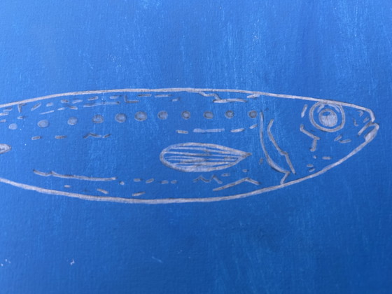 Acrylschilderij - Blauwe Sardine – canson, Wanddecoratie, Paper (photo 4 of 6)