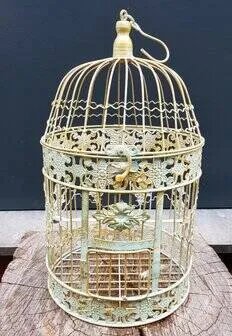 Klassischer Vogelkäfig aus Metall, Dekorative Objekte, Grün, Vintage (Foto 4 von 8)