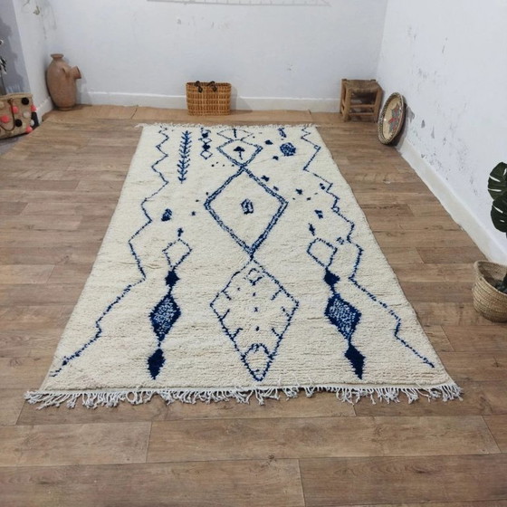 Image 1 of Alfombra Azilal de lana multicolor – Estilo artístico geométrico tejida a mano (300×195 cm)