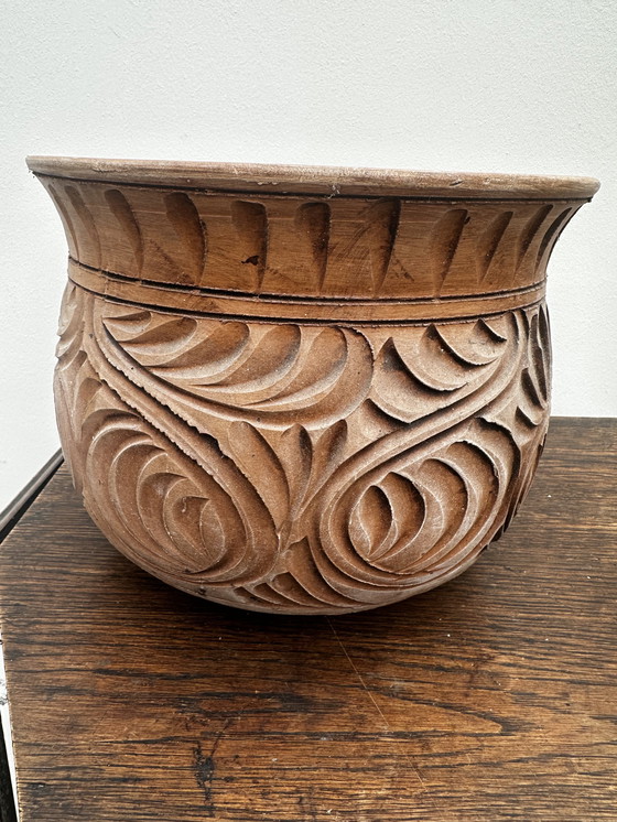 Image 1 of Vintage handmade ceramic planter H 19 cm / D 24 cm