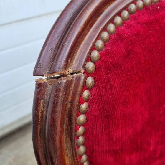 Image 1 of Louis XV chairs, mahogany & red velvet