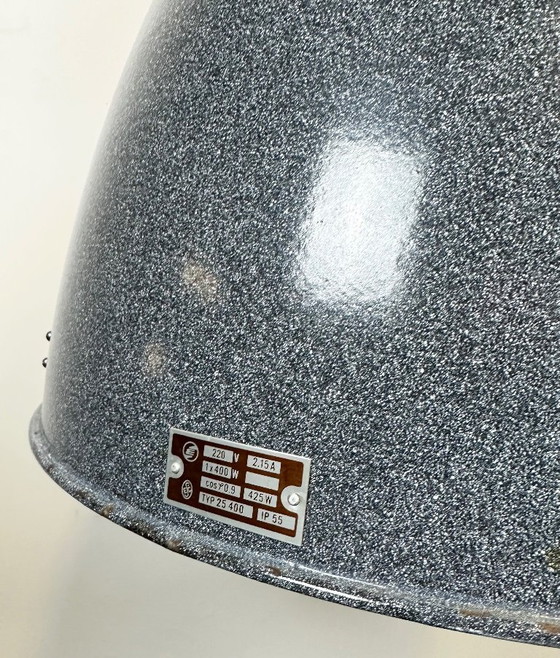 Image 1 of Grande lampada industriale in smalto grigio di Elektrosvit, anni '60