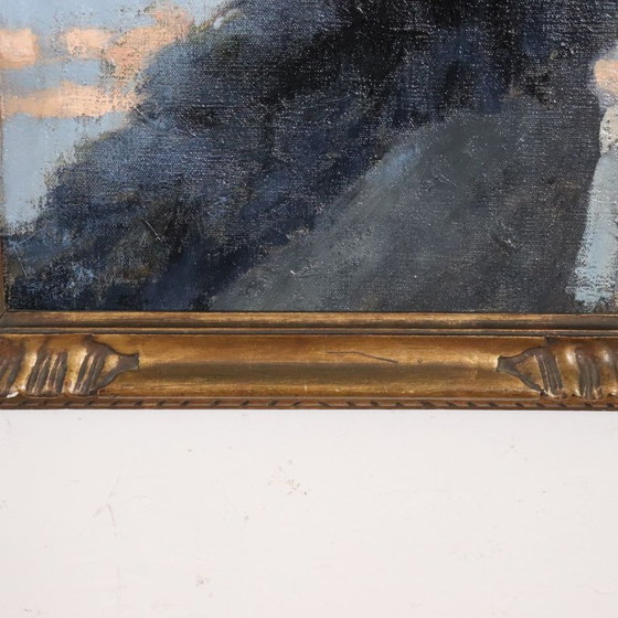 Image 1 of Ritratto di giovane donna con cappello, olio su tela, Italia, fine XIX secolo.