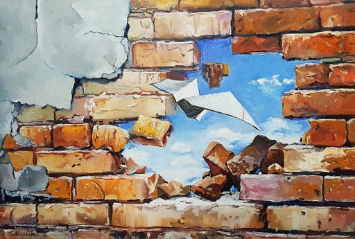 Original Oil Painting Modern Art Landscape Sky The Wall – schilderijen tekeningen, Canvas